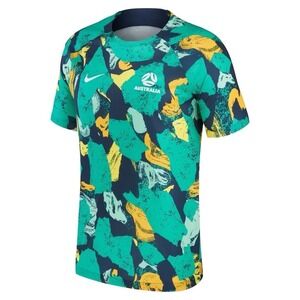 Nike Australia National Soccer Team Jersey Men Medium Green Yellow Pre-Match NEW